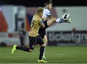 13 October 2014; Kurtis Byrne, Dundalk, in action against Simon Madden, Shamrock Rovers. SSE Airtricity League Premier Division, Dundalk v Shamrock Rovers, Oriel Park, Dundalk, Co. Louth. Photo by Sportsfile