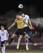 13 October 2014; Ryan Brennan, Shamrock Rovers, in action against Brian Gartland, Dundalk. SSE Airtricity League Premier Division, Dundalk v Shamrock Rovers, Oriel Park, Dundalk, Co. Louth. Photo by Sportsfile