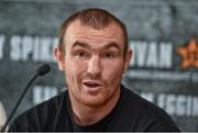 14 October 2014; Boxer Anthony Fitzgerald during a press conference ahead of his upcoming contest against Spike O'Sullivan in the undercard at the Matthew Macklin v Jorge Sebastien Heiland fight on Saturday the 15th of November. 3 Arena, Dublin. Picture credit: Barry Cregg / SPORTSFILE