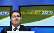 14 October 2014; Minister for Transport, Tourism and Sport Paschal Donohoe T.D, speaking at a 2015 budget press briefing for the Department of Transport, Tourism & Sport. Government Buildings, Merrion Street, Dublin. Photo by Sportsfile