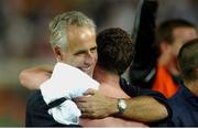 5 June 2002;  Republic of Ireland manager Mick McCarthy celebrates with Mark Kinsella after a draw against Germany. FIFA World Cup Finals, Group E, Republic of Ireland v Germany, Ibaraki Stadium, Ibaraki, Japan. Picture credit: David Maher / SPORTSFILE