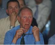 5 June 2002; Former Republic of Ireland Manager Jack Charlton watches the Republic of Ireland v Germany match in the FIFA World Cup Finals. RDS, Ballsbridge, Dublin. Picture credit Aoife Rice / SPORTSFILE