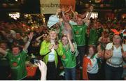 5 June 2002; Republic of Ireland fans celebrate Robbie Keane's late equaliser against Germany in the FIFA World Cup Finals. The Submarine Bar, Dublin. Picture credit: Brendan Moran / SPORTSFILE