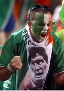 5 June 2002; A Republic of Ireland fans cheers on his side against Germany. FIFA World Cup Finals, Group E, Republic of Ireland v Germany, Ibaraki Stadium, Ibaraki, Japan. Picture credit: David Maher / SPORTSFILE