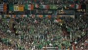 14 October 2014; Republic of Ireland supporters during the game. UEFA EURO 2016 Championship Qualifer, Group D, Germany v Republic of Ireland, Veltins Stadium, Gelsenkirchen, Germany. Picture credit: Pat Murphy / SPORTSFILE