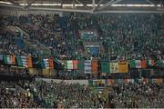 14 October 2014; Republic of Ireland supporters during the game. UEFA EURO 2016 Championship Qualifer, Group D, Germany v Republic of Ireland, Veltins Stadium, Gelsenkirchen, Germany. Picture credit: Pat Murphy / SPORTSFILE