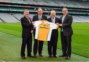 15 October 2014; Uachtarán Chumann Lúthchleas Gael Liam Ó Néill, second from left, with from left, Peter Gormley and Patrick Gormley, Sperrin Metal Storage Solutions, and Paddy Darcy, Secretary Middle East County Board, in attendance at the launch of the Middle East GAA League sponsorship with Sperrin Metal Storage Solutions. Croke Park, Dublin. Picture credit: Piaras Ó Mídheach / SPORTSFILE