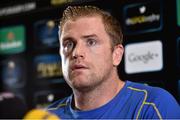 16 October 2014; Leinster captain Jamie Heaslip during a press conference ahead of their European Rugby Champions Cup 2014/15, Pool 2, Round 1, against Wasps on Saturday. Leinster Rugby Press Conference, UCD, Belfield, Dublin. Picture credit: Matt Browne / SPORTSFILE
