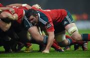 10 October 2014; Munster's Peter O'Mahony in action in a scrum. Guinness PRO12, Round 6, Munster v Scarlets. Thomond Park, Limerick. Picture credit: Diarmuid Greene / SPORTSFILE