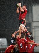 17 October 2014; Nick Campbell, Jersey, wins possession in a lineout. British & Irish Cup, Round 2, Leinster A v Jersey. Donnybrook Stadium, Donnybrook, Dublin. Picture credit: Stephen McCarthy / SPORTSFILE
