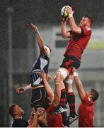17 October 2014; Nick Campbell, Jersey, wins possession in a lineout. British & Irish Cup, Round 2, Leinster A v Jersey. Donnybrook Stadium, Donnybrook, Dublin. Picture credit: Stephen McCarthy / SPORTSFILE