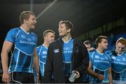 17 October 2014; Leinster A players Ross Molony, left, and Ross Byrne following their victory. British & Irish Cup, Round 2, Leinster A v Jersey. Donnybrook Stadium, Donnybrook, Dublin. Picture credit: Stephen McCarthy / SPORTSFILE