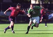 19th July 1999; Colin Healy of Republic of Ireland in action against Corona of Spain during the UEFA Under 18 Championship Group B Round 1 match between Republic of Ireland and Spain at the Kopparvallen Stadium in Atvidaberg, Sweden. Photo by David Maher/Sportsfile