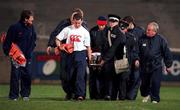 12 November 1999; David Corkery of Munster is stretchered off the pitch after picking up an injury during the Guinness Interprovincial Championship match between Munster and Connacht at Thomond Park in Limerick. Photo by Brendan Moran/Sportsfile