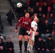 12 December 1999; Glen Crowe of Bohemians in action against Daragh Sheridan of Galway United during the Eircom League Premier Division match between Bohemians and Galway United at Dalymount Park in Dublin. Photo by Matt Browne/Sportsfile