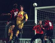 19 November 1999; Jamie Harris of Bohemians heads his side's first goal during the Eircom League Premier Division match between Bohemians and Drogheda United at Dalymount Park in Dublin. Photo by David Maher/Sportsfile