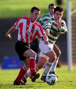 21 November 1999; Johnny McIvor of Derry City in action against Jason Colwell of Shamrock Rovers during the Eircom League Premier Division match between Shamrock Rovers and Derry City at Morton Stadium in Santry, Dublin. Photo by Ray McManus/Sportsfile