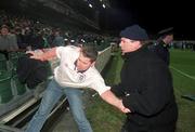 15 Feburary 1995; Rioting England supporters in the West Stand which forced the abandonment of the international friendly match between Republic of Ireland and England at Lansdowne Road in Dublin. Photo by David Maher/Sportsfile