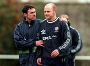 11 November 1999; Alan McLaughlin, left, and Lee Carsley during a Republic of Ireland training session at Frank Cooke Park in Dublin in Dublin. Photo by David Maher/Sportsfile