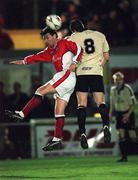 26 November 1999; Martin Russell of St Patrick's Athletic in action against Liam O'Brien of Cork City during the Eircom League Premier Division match between St Patrick's Athletic and Cork City at Richmond Park in Dublin. Photo by Damien Eagers/Sportsfile