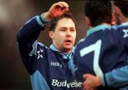 19 December 1999; Mick O'Byrne of UCD celebrates after scoring his side's first goal during the Eircom League Premier Division match between UCD and Derry City at Belfield Park in Dublin. Photo by David Maher/Sportsfile