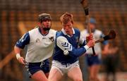 21 November 1999; Niall Gilligan of Munster in action against Brian Feeney of Connacht during the Interprovincial Railway Cup Hurling Championship Final match between Connacht and Munster at Semple Stadium in Thurles, Tipperary. Photo by Damien Eagers/Sportsfile