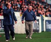 28 November 1999; Dublin manager Tommy Carr, right, and Kerry manager Páidí O'Sé during the Church & General National Football League match between Dublin and Kerry at Parnell Park in Dublin. Photo by Aoife Rice/Sportsfile