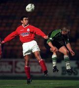 17 December 1999; Pat Fenlon of Shelbourne in action against Steve Birks of Sligo Rovers during the Eircom League Premier Division match between Shelbourne and Sligo Rovers at Tolka Park in Dublin. Photo by David Maher/Sportsfile