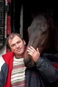 9 December 1999; Trainer Pat Rooney with Jack during a feature at Jordanstown Stables in Naul, Dublin. Photo by David Maher/Sportsfile