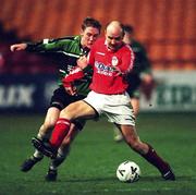 17 December 1999; Conor O'Grady of Sligo Rovers in action against Paul Doolin of Shelbourne during the Eircom League Premier Division match between Shelbourne and Sligo Rovers at Tolka Park in Dublin. Photo by David Maher/Sportsfile