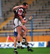 14 November 1999; Ciaran O'Neill and Andrew Whelan of St. Joseph's Doora Barefield celebrate their side's second goal during the AIB Munster Senior Club Hurling Championship Final match between St. Joseph's Doora Barefield and Toomevara at Semple Stadium in Thurles, Tipperary. Photo by Ray McManus/Sportsfile