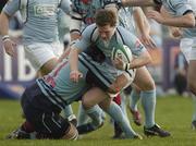 14 April 2007; Ciaran O'Boyle, Garryowen, is tackled by Colin Atkinson, Belfast Harlequins. AIB Senior Cup Final, Garryowen v Belfast Harlequins, Dubarry Park, Athlone, Co. Westmeath. Picture credit; Matt Browne / SPORTSFILE