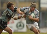 14 April 2007; Anthony Kavanagh, Garryowen, is tackled by Andrew Gillespie, Belfast Harlequins. AIB Senior Cup Final, Garryowen v Belfast Harlequins, Dubarry Park, Athlone, Co. Westmeath. Picture credit; Matt Browne / SPORTSFILE