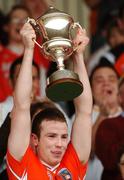 14 April 2007; Armagh captain James Lavery lifts the cup. Cadbury U21 Ulster Football Final, Armagh v Monaghan, Healy Park, Omagh, Co. Tyrone. Picture credit; Paul Mohan / SPORTSFILE