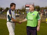 15 April 2007; Offaly manager John McIntyre congratulates Limerick manager Richie Bennis after the game. Allianz National Hurling League, Division 1, Relegation Play-Off, Offaly v Limerick, McDonagh Park, Nenagh, Co. Tipperary. Picture credit; Pat Murphy / SPORTSFILE
