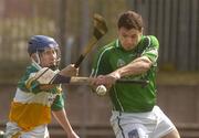 15 April 2007; Barry Foley, Limerick, scores a goal despite the attentions of David Franks, Offaly. Allianz National Hurling League, Division 1, Relegation Play-Off, Offaly v Limerick, McDonagh Park, Nenagh, Co. Tipperary. Picture credit; Pat Murphy / SPORTSFILE