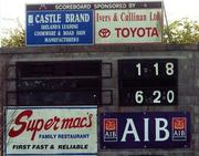 15 April 2007; A general view of the scoreboard after the final whistle which shows 6 goals and 20 to Limerick and 1 goal 18 points to Offaly. Allianz National Hurling League, Division 1, Relegation Play-Off, Offaly v Limerick, McDonagh Park, Nenagh, Co. Tipperary. Picture credit; Pat Murphy / SPORTSFILE