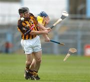 15 April 2007; Wexford's Rory Jacob breaks his hurley while blocking down a clearance from Noel Hickey, Kilkenny. Allianz National Hurling League Semi - Final, Division 1, Kilkenny v Wexford, Semple Stadium, Thurles, Co. Tipperary. Picture credit; Brendan Moran / SPORTSFILE