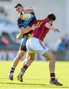 18 October 2014; Kevin McManamon, St Jude’s, in action against Conor Walsh, St Oliver Plunkett’s-Eoghan Ruadh. Dublin County Senior Football Championship, Semi-Final, St Oliver Plunkett’s-Eoghan Ruadh v St Jude’s, Parnell Park, Dublin. Picture credit: Stephen McCarthy / SPORTSFILE