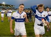 18 October 2014; Shane Carthy, left, and Tomás Quinn, St Vincent’s, following his side's victory. Dublin County Senior Football Championship, Semi-Final, St Vincent’s v Ballyboden St Enda’s. Parnell Park, Dublin. Picture credit: Stephen McCarthy / SPORTSFILE