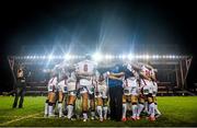 18 October 2014; The Ulster squad gather in a huddle after the game. European Rugby Champions Cup 2014/15, Pool 3, Round 1, Leicester Tigers v Ulster, Welford Road, Leicester, England. Picture credit: Ramsey Cardy / SPORTSFILE
