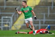 19 October 2014; Frankie Dolan, St Brigid's, celebrates putting the ball past St. Faithleachs' goalkeeper Stephen O'Connor to score the opening goal of the game. Roscommon County Senior Football Championship Final, St Brigid's v St. Faithleach, Hyde Park, Roscommon. Picture credit: Barry Cregg / SPORTSFILE