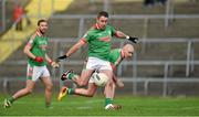 19 October 2014; Frankie Dolan, St Brigid's, shoots to score the opening goal of the game. Roscommon County Senior Football Championship Final, St Brigid's v St. Faithleach, Hyde Park, Roscommon. Picture credit: Barry Cregg / SPORTSFILE