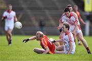 19 October 2014; Richie Feeney, Castlebar Mitchels, in action against Cathal Hallinan and Padraic O'Connor, 15, Ballintubber. Mayo County Senior Football Championship Final, Castlebar Mitchels v Ballintubber, MacHale Park, Castlebar, Co. Mayo. Picture credit: David Maher / SPORTSFILE