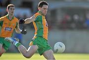 19 October 2014; Michael Farragher, Corofin, shoots to score a goal against St Michael's. Galway County Senior Football Championship Final, Corofin v St Michael's, Tuam Stadium, Tuam, Co. Galway. Picture credit: Ray Ryan / SPORTSFILE