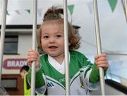19 October 2014; Summer Sweeney, aged 18 months, and daughter of Moorefield captain Ronan Sweeney at the game. Kildare County Senior Football Championship Final, Sarsfields v Moorefield, St Conleth's Park, Newbridge, Co. Kildare. Picture credit: Piaras Ó Mídheach / SPORTSFILE