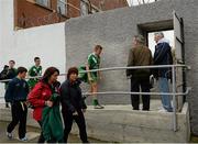 19 October 2014; Members of the Sarsfields minor football team, including Sean Dempsey, right, and Alan Scully, centre, leave the stadium soon after their final win over Athy at 2.20pm, to join the senior squad ahead of the Kildare senior county football final at 4.15pm, at the same venue. Kildare County Minor A Football Championship Final, Athy v Sarsfields. St Conleth's Park, Newbridge, Co. Kildare. Picture credit: Piaras Ó Mídheach / SPORTSFILE