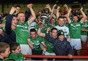 19 October 2014; Kilmallock captain Graeme Mulcahy and team-mates celebrate with the cup after victory over Na Piarsaigh. Limerick County Senior Hurling Championship Final, Na Piarsaigh v Kilmallock, Gaelic Grounds, Limerick. Picture credit: Diarmuid Greene / SPORTSFILE