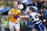 19 October 2014; Jack Hannigan, Donaghmore/Ashbourne, in action against Ruairi O'Cioleain, Navan O'Mahonys. Meath County Senior Football Championship Final, Navan O'Mahonys v Donaghmore/Ashbourne, Páirc Tailteann, Navan, Co. Meath. Picture credit: Ramsey Cardy / SPORTSFILE