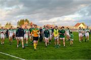 19 October 2014; Moorefield players leave the field after the game ended in a draw. Kildare County Senior Football Championship Final, Sarsfields v Moorefield, St Conleth's Park, Newbridge, Co. Kildare. Picture credit: Piaras Ó Mídheach / SPORTSFILE